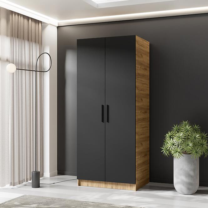 Szekrény Gold 2d Tölgy Craft Aranysárga/Fekete,3