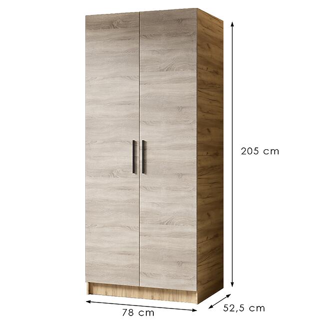 Szekrény Gold 2d Tölgy Craft Aranysárga/Tölgy Sonoma,2