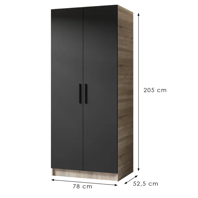 Szekrény Gold 2d Tölgy Sonoma/Fekete,2
