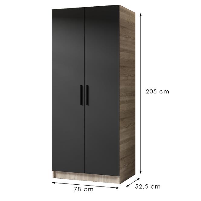 Szekrény Gold 2d Tölgy Sonoma/Fekete,2