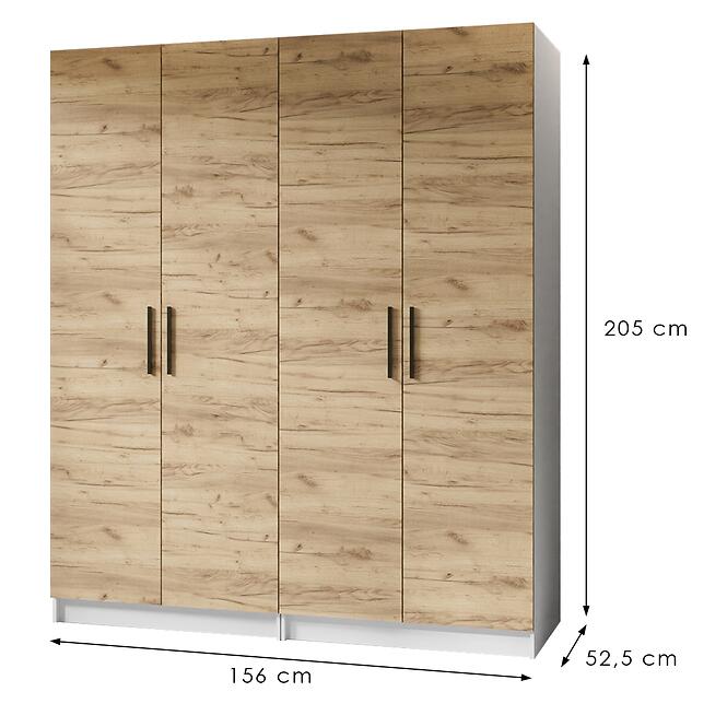 Szekrény X2 Gold 2d Fehér/Tölgy Craft Aranysárga,2