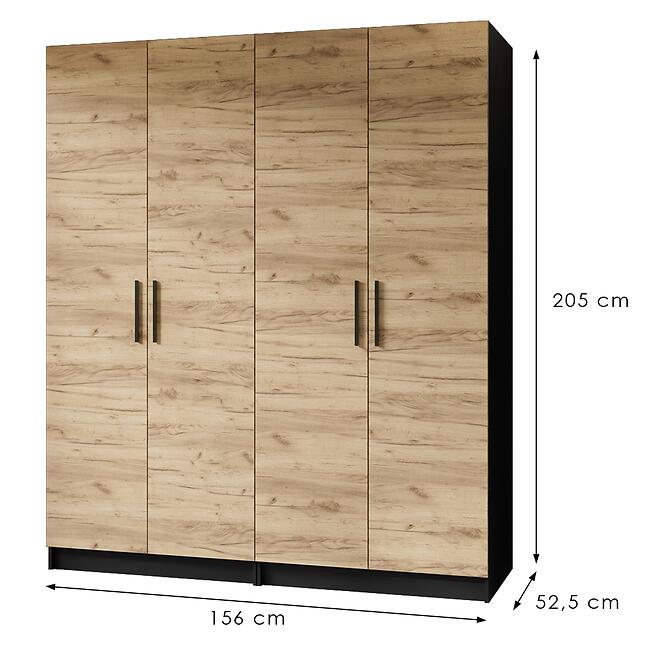 Szekrény X2 Gold 2d Fekete/Tölgy Craft Aranysárga,2
