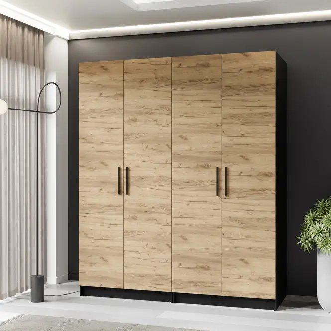 Szekrény X2 Gold 2d Fekete/Tölgy Craft Aranysárga,3