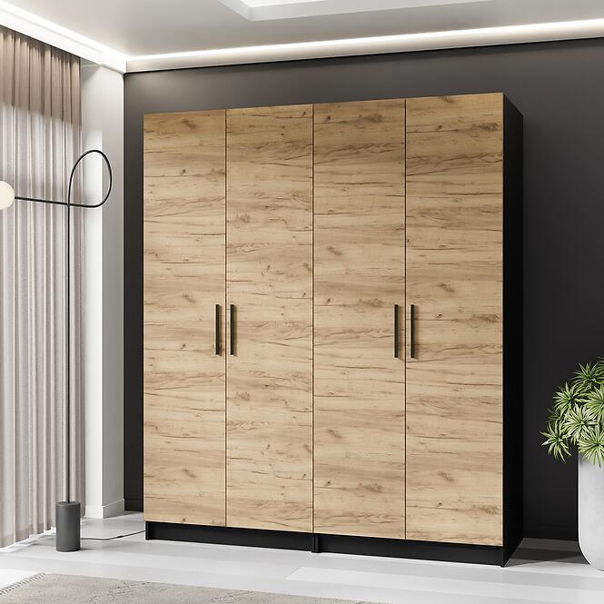 Szekrény X2 Gold 2d Fekete/Tölgy Craft Aranysárga,3