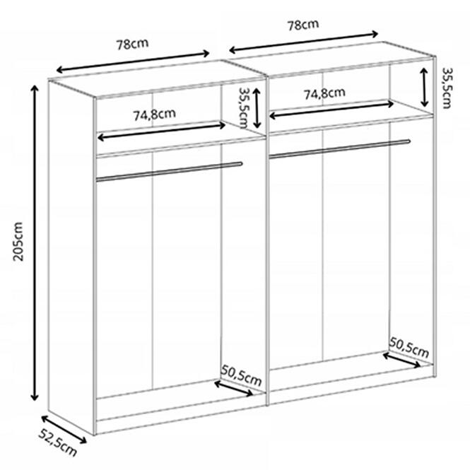 Szekrény X2 Gold 2d Fekete/Tölgy Sonoma,4