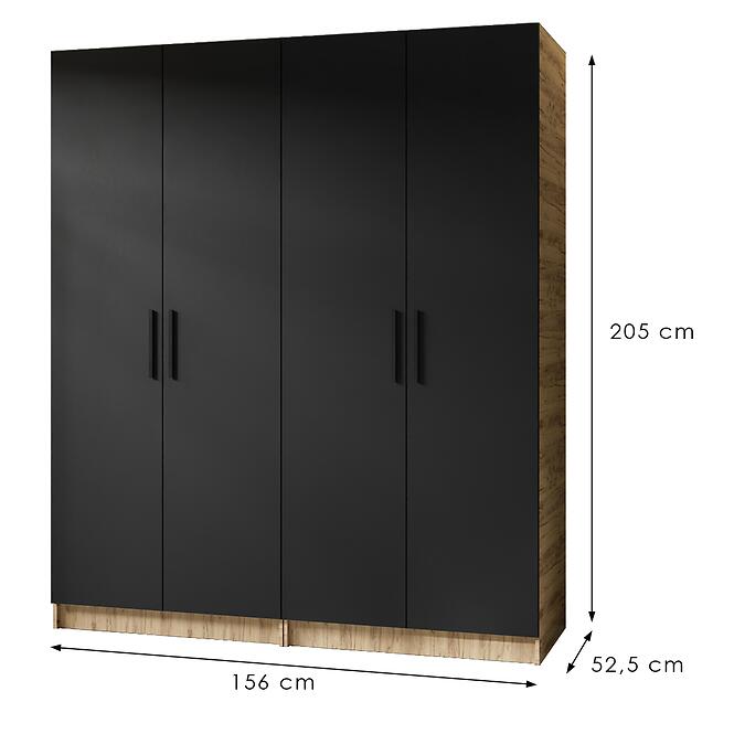 Szekrény X2 Gold 2d Tölgy Craft Aranysárga/Fekete,2