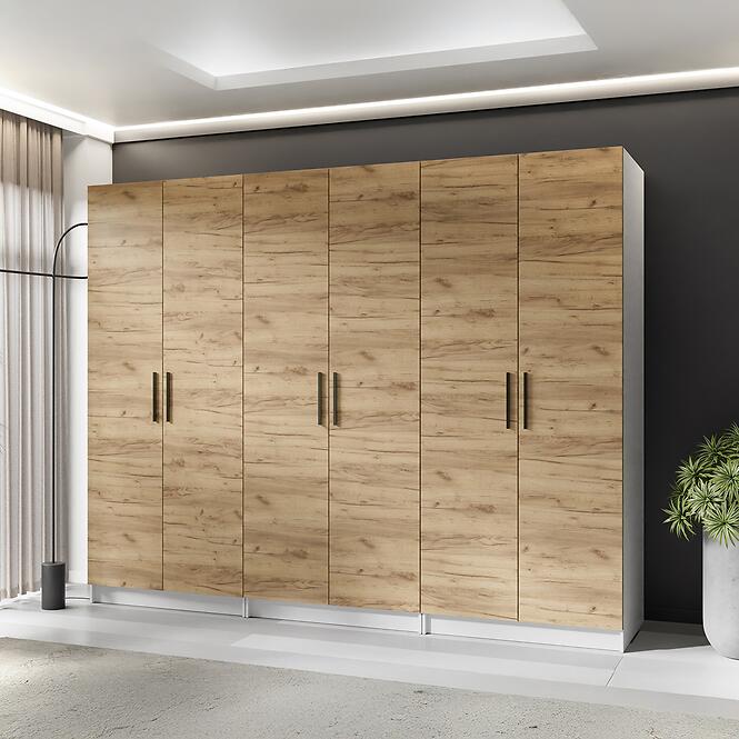 Szekrény X3 Gold 2d Fehér/Tölgy Craft Aranysárga