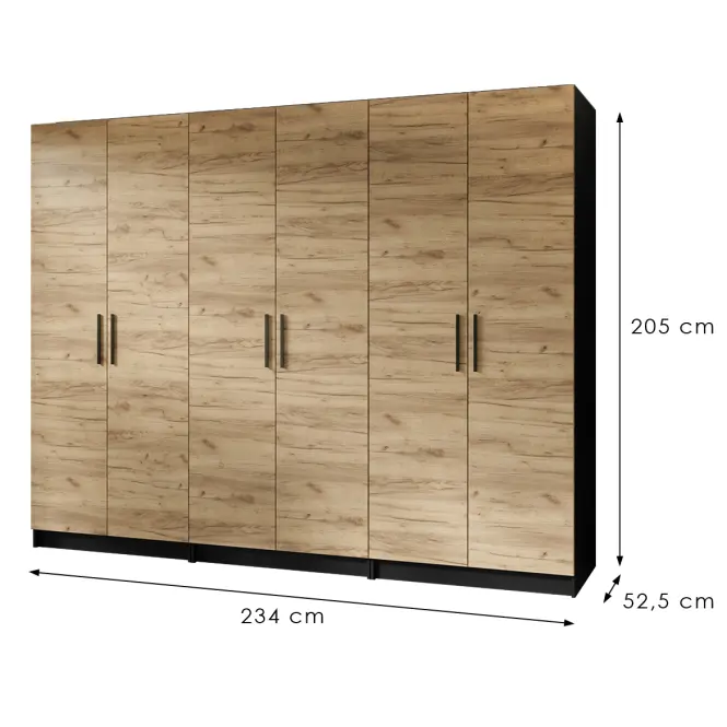Szekrény X3 Gold 2d Fekete/Tölgy Craft Aranysárga
