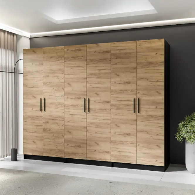 Szekrény X3 Gold 2d Fekete/Tölgy Craft Aranysárga,3