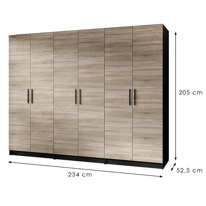 Szekrény X3 Gold 2d Fekete/Tölgy Sonoma,2