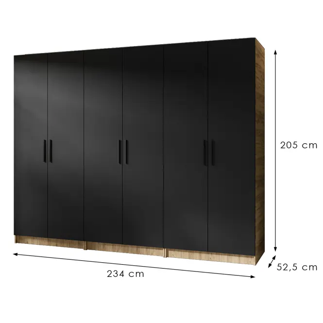 Szekrény X3 Gold 2d Tölgy Craft Aranysárga/Fekete