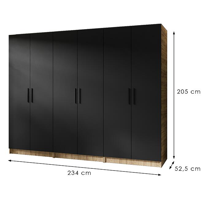 Szekrény X3 Gold 2d Tölgy Craft Aranysárga/Fekete,2