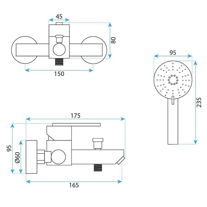 Fürdőkád csaptelep Rea Ontario csiszolt nikkel,4