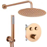 Zuhanyszett Rea rejtett termosztátos LUNGO csiszolt réz + BOX