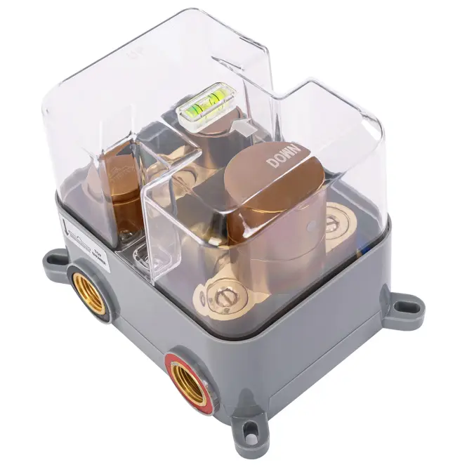 Zuhanyszett Rea rejtett termosztátos LUNGO csiszolt réz + BOX