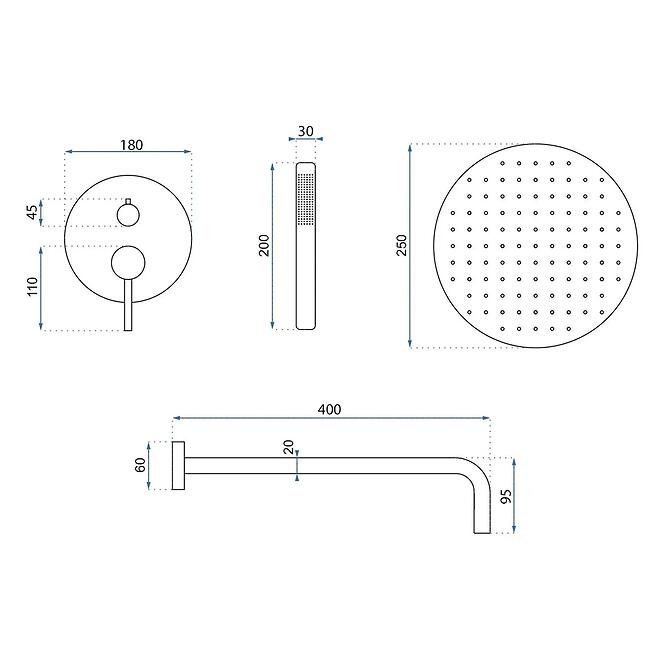 Zuhanyszett Rea rejtett Argon arany csiszolt + BOX,5