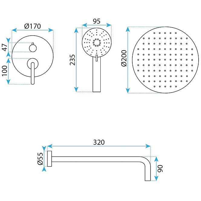 Zuhanyszett Rea rejtett Ontario csiszolt nikkel + BOX,7