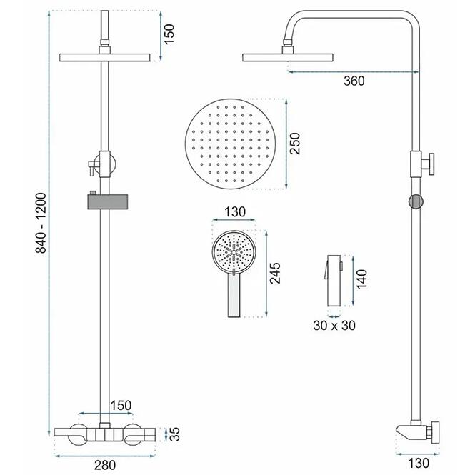 Zuhanyszett Rea Savio LED kijelzővel, króm