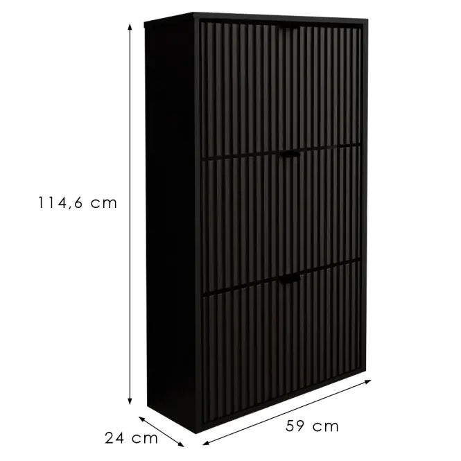 Cipőszekrény Laro I Álló Fekete/Fekete/ Fekete