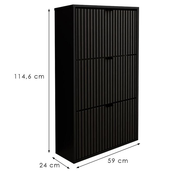 Cipőszekrény Laro I Álló Fekete/Fekete/ Fekete