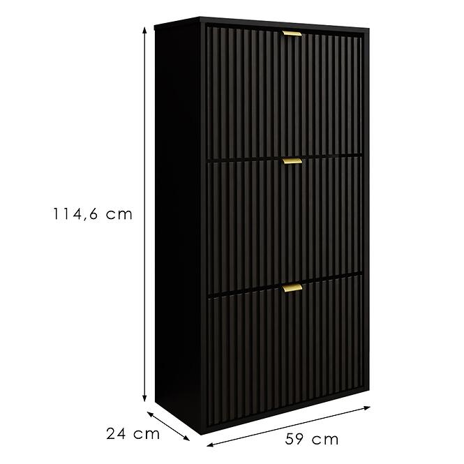 Cipőszekrény Laro I Álló Fekete/Fekete/Aranysárga,2