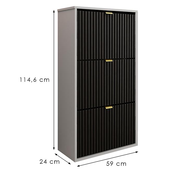 Cipőszekrény Laro I Álló Fehér/Fekete/Aranysárga,2