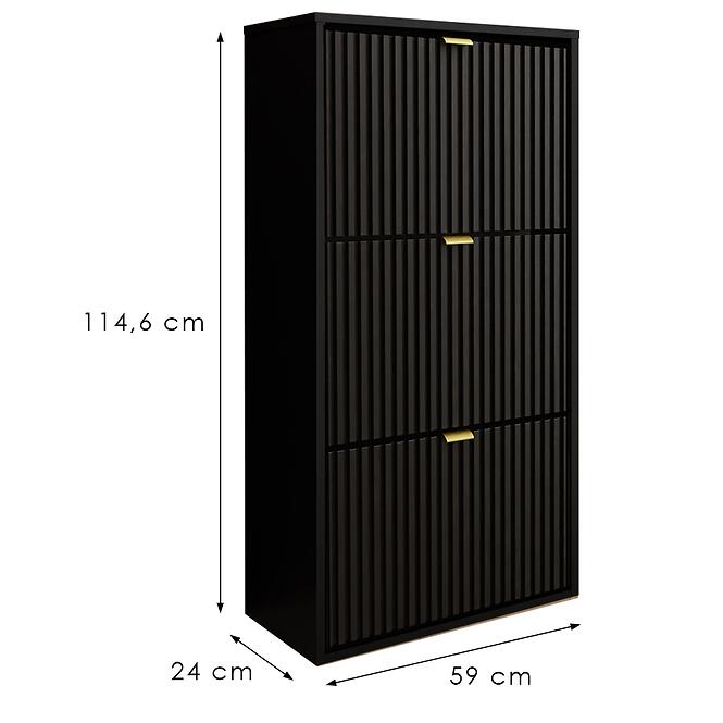 Cipőszekrény Laro I Függő Fekete/Fekete/Aranysárga,2