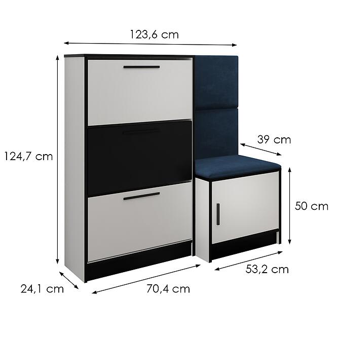 Cipőszekrény Kpl Foli Fehér + Kék (KRONOS 09),3