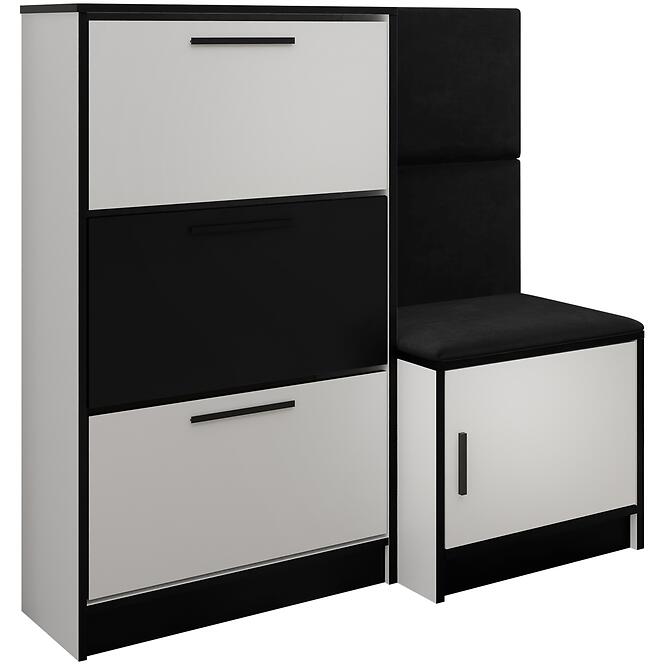 Cipőszekrény Kpl Foli Fehér + Fekete (ITAKA 15),2