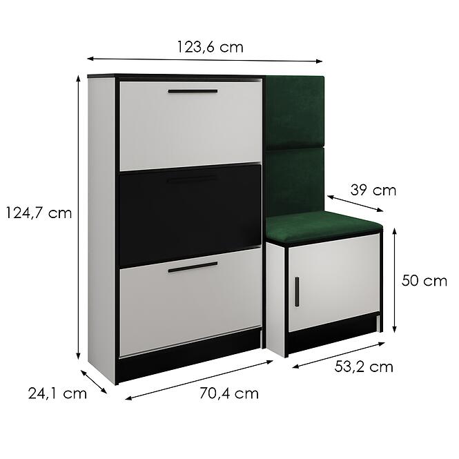 Cipőszekrény Kpl Foli Fehér + Zöld (KRONOS 19),3