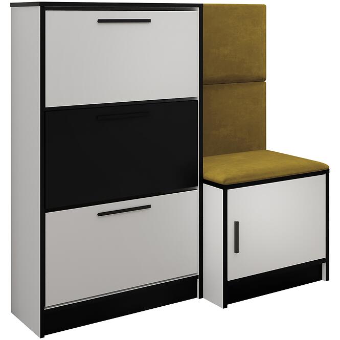 Cipőszekrény Kpl Foli Fehér + Sárga (KRONOS 01),2