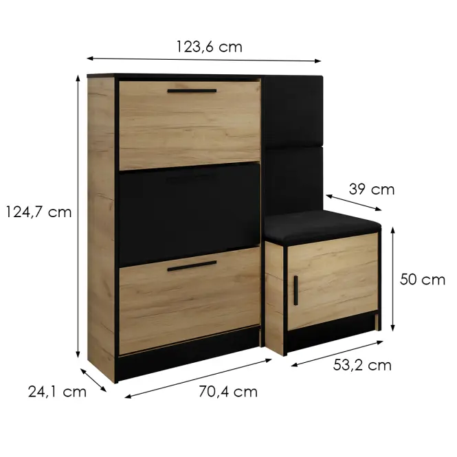 Cipőszekrény Kpl Foli Craft + Fekete (ITAKA 15)