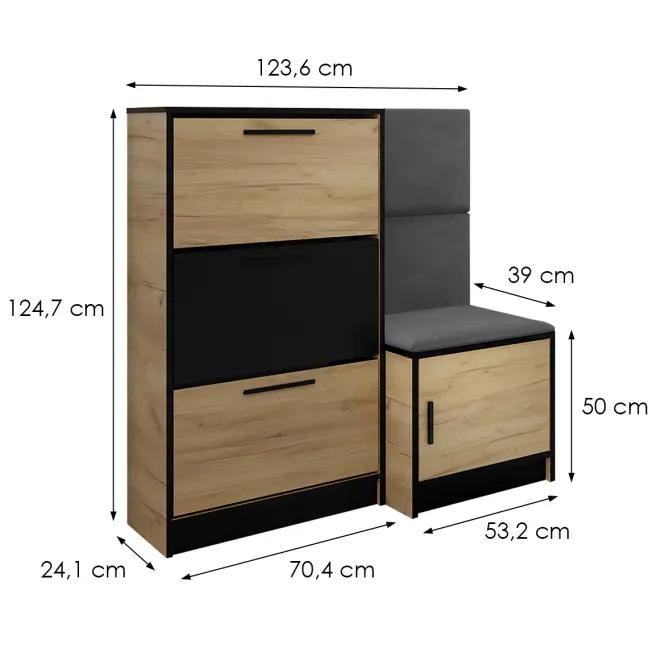 Cipőszekrény Kpl Foli Craft + Szürke (ITAKA 50)