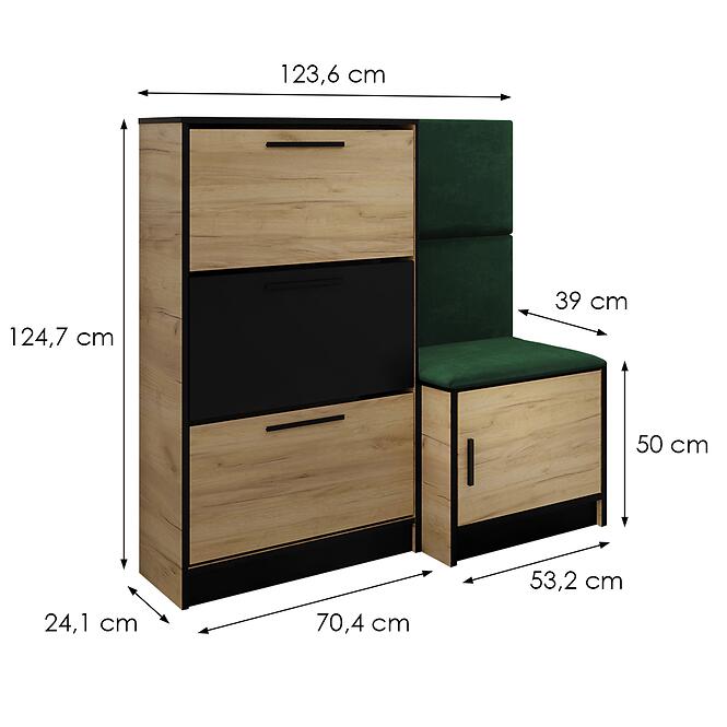 Cipőszekrény Kpl Foli Craft + Zöld (KRONOS 19),3