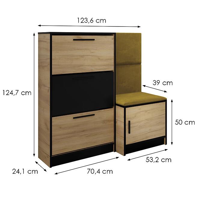Cipőszekrény Kpl Foli Craft + Sárga (KRONOS 01),3