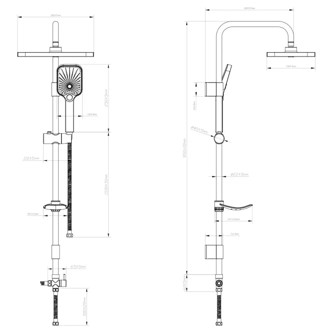 Zuhanyrendszer esőzuhannyal Hydros 3-F
