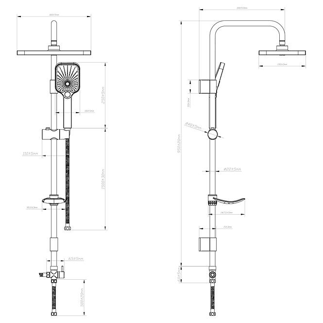 Zuhanyrendszer esőzuhannyal Hydros 3-F