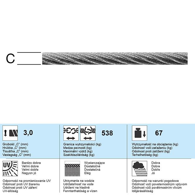 Acélhuzal 3 mm 6x7 + huzal