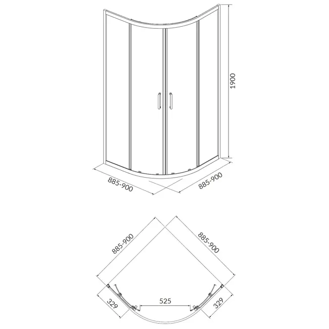 Zuhanykabin Brasco 90x90x190 króm S168-002,4