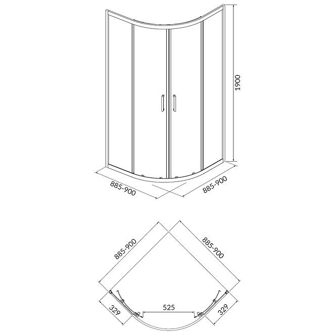 Zuhanykabin Brasco 90x90x190 króm S168-002,4