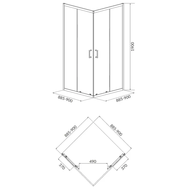 Zuhanykabin Brasco 90x90x190 króm S168-006,3