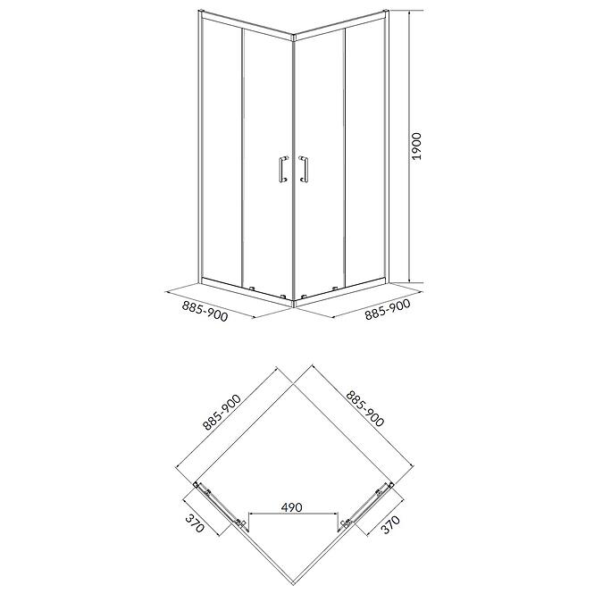 Zuhanykabin Brasco 90x90x190 black S168-008,4