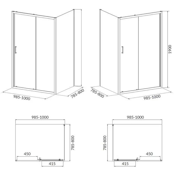 Zuhanykabin Brasco Slide 100x80x190 króm S168-013