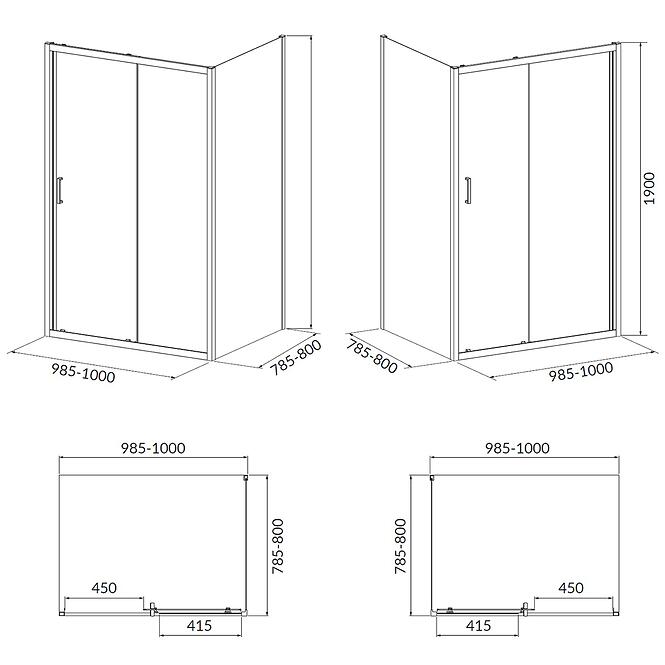 Zuhanykabin Brasco Slide 100x80x190 black S168-015
