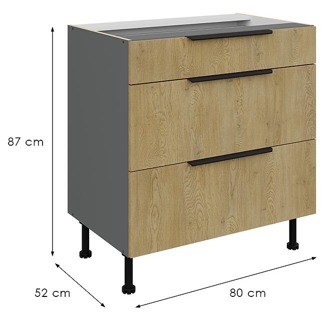 Konyhaszekrény Cremona Ant 80d 3s Bb