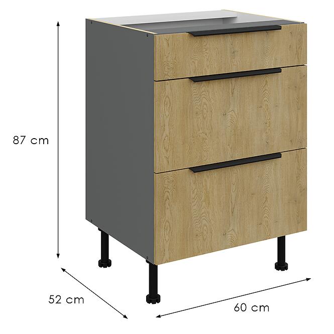 Konyhaszekrény Cremona Ant 60d 3s Bb