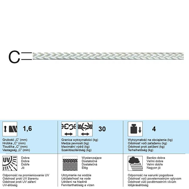 Fehér kábel 1,6 mm