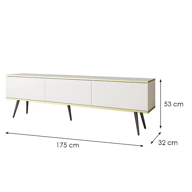 Szekrény RTV Oro 175 Fehér+ Fekete lábak,2