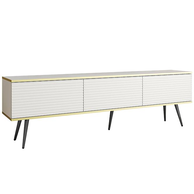 Szekrény RTV Oro Mdf Hornyolás 175 Fehér+ Fekete lábak