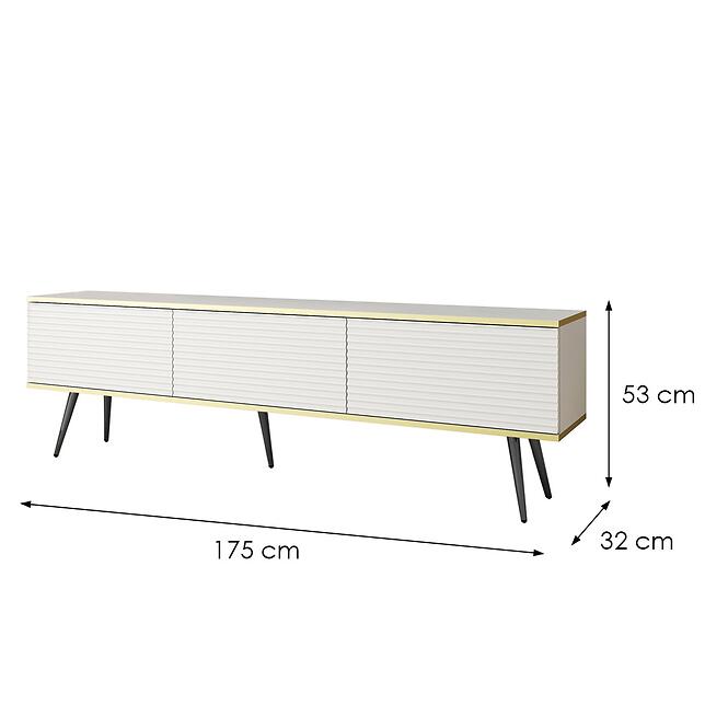 Szekrény RTV Oro Mdf Hornyolás 175 Fehér+ Fekete lábak,2
